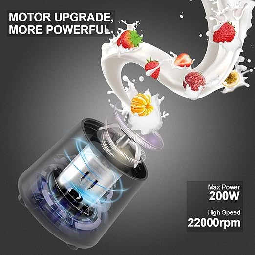 Maxismart Rechargeable Hand Juicer, 6 Blade Portable Electric Mini USB Multi Color Bottle Blender, Fruit Juice Maker (Multicolor)